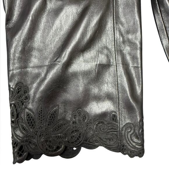 Chicos Faux Leather Cut Out Wide Leg Cropped Pants NWT Womens Size 6 Femme Edgy - Picture 5 of 11